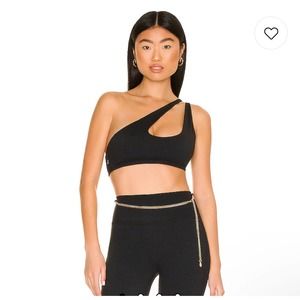 WeWoreWhat One shoulder Bra Top Black XL NWT.